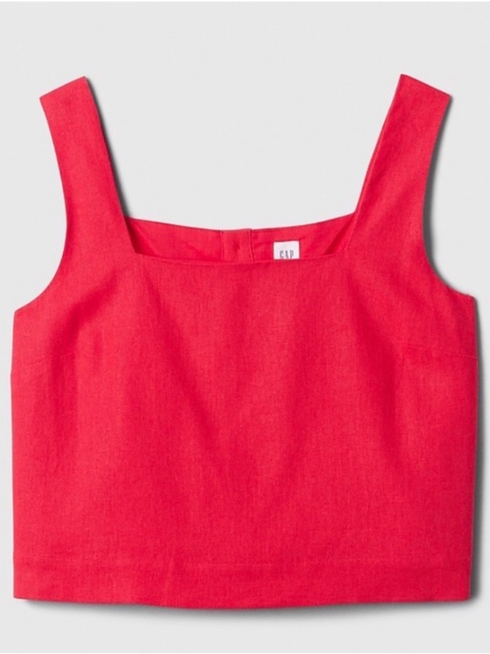 GAP NWT Women's Linen Blend Red Square Neck Crop Tank Sz L